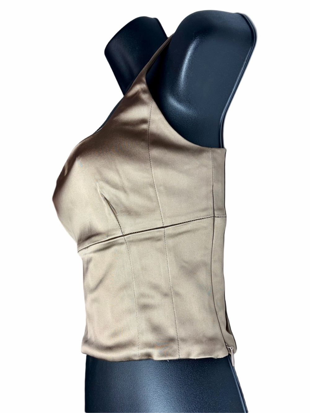 Aritzia Wilfred Bronze Shine Bustier Cropped Satin Like Top ($88) - Picture 9 of 13